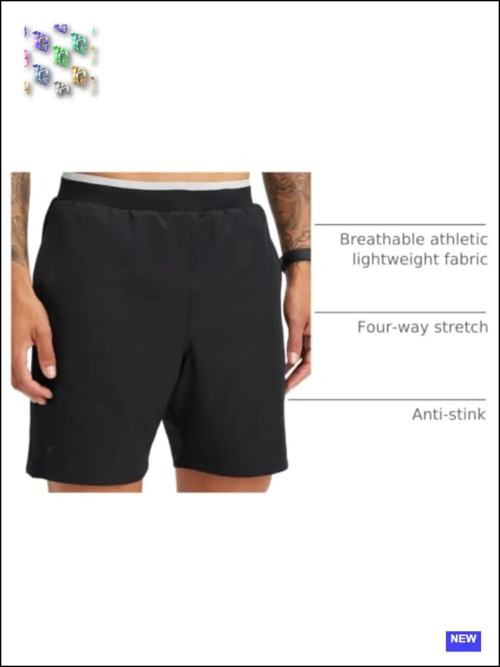 Fabletics Men's Ultra Lightweight 4-Way Stretch Sweat-Wicking Athletic Shorts